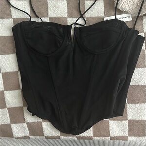 Olivaceous Black Corset Top